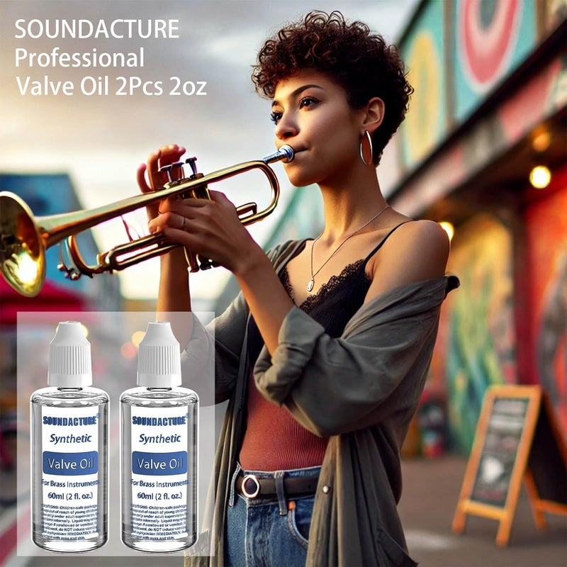 SOUNDACTURE 2PCS 2oz Brass Valve Oil for Trumpet, Trombone, Tuba & Baritone – Premium Synthetic Valve Lubricant, 2-Pack for Smooth Action, Long-Lasting Performance & Easy Application - Image 2